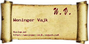 Weninger Vajk névjegykártya